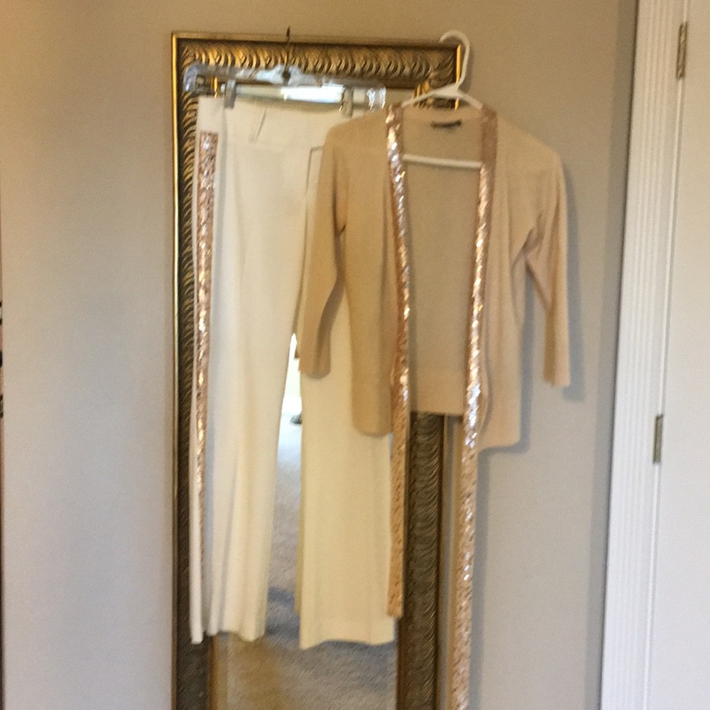 NWOT Beautiful cream pants and cashmere sweater